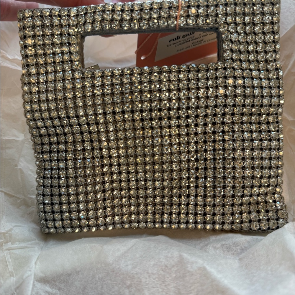 cult gaia Crystal Embellished Silver Rhinestone Clutch